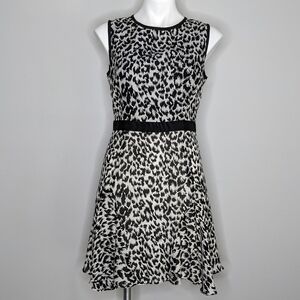 Milly black white fit & flair dress 8